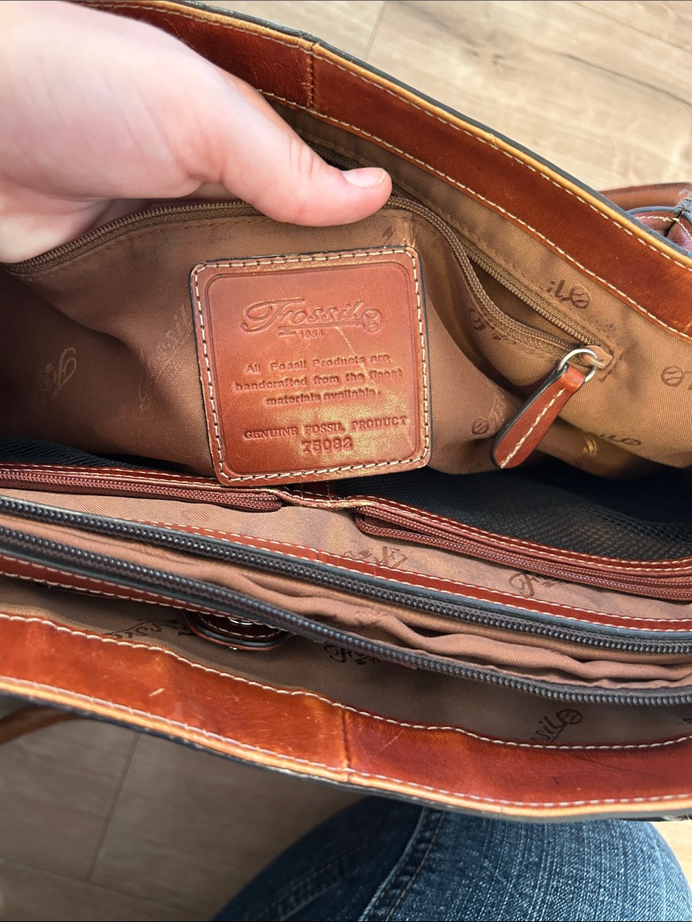 Fossil Cognac Leather Messenger Bag